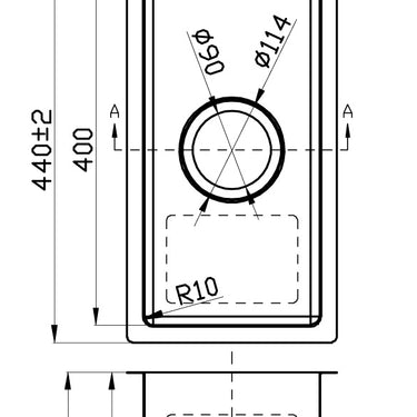 Cora Single Bowl Above / Undermount Sink  200mm