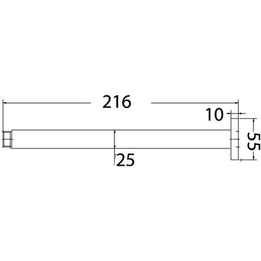 Square Shower Arm Vertical  Chrome 210mm