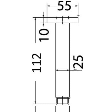 Square Shower Arm Vertical  Chrome 100mm