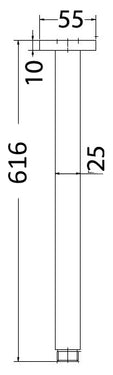 Square Shower Arm Vertical  Chrome 610mm