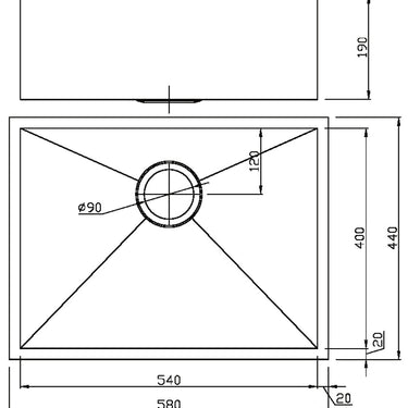Rosa Single Bowl Above / Undermount Sink  540mm