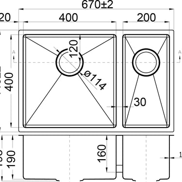 Eden 1 & 1/2 Bowl Above / Undermount Sink  670mm