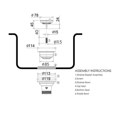 Sink Basket Waste Stainless Steel